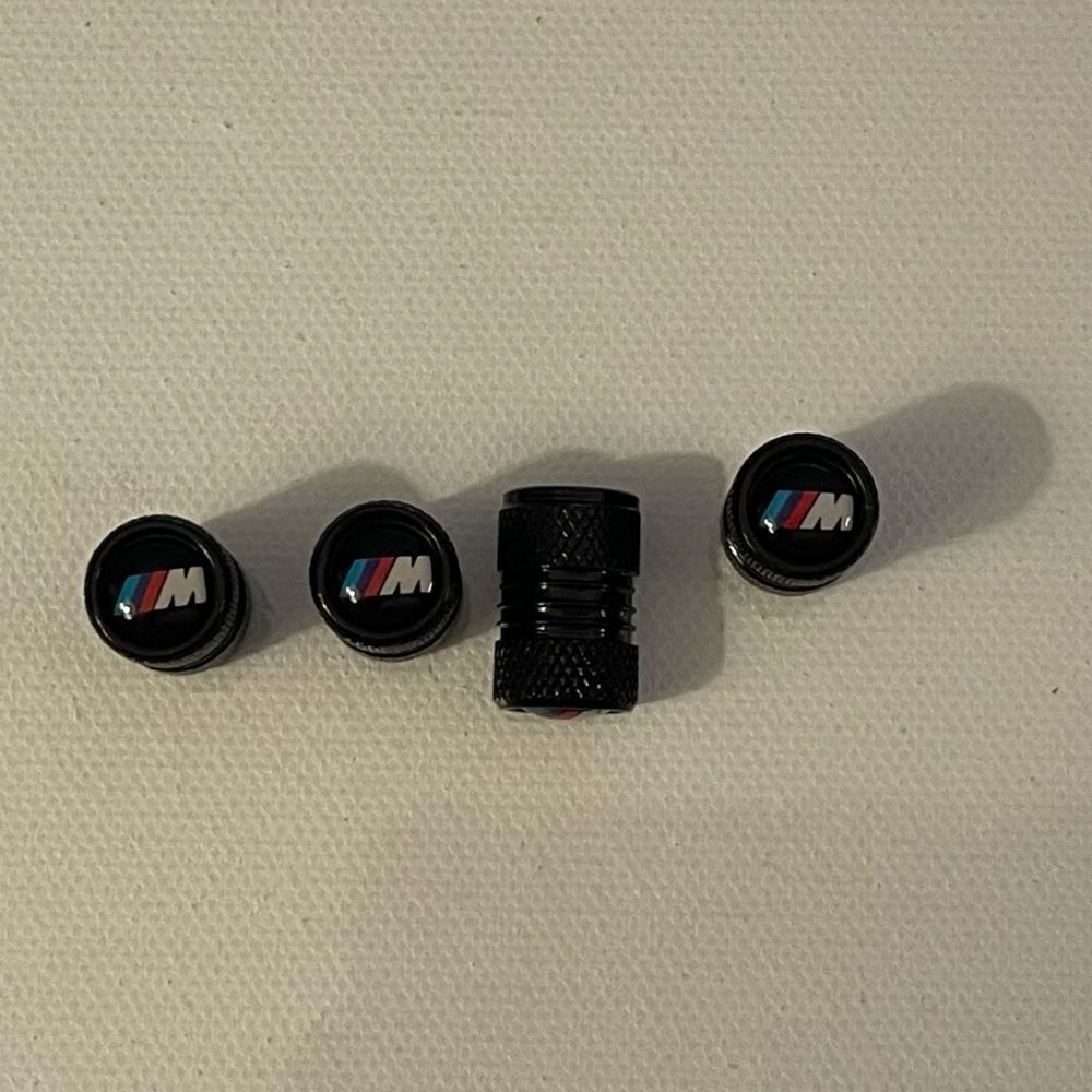 BMW Motorsports Valve Stem Caps in Black Set of 4 NWT